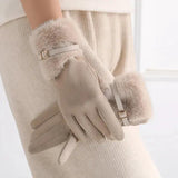 Fur-Trimmed Suede Touchscreen Winter Gloves Winter gloves Gloves & Mittens