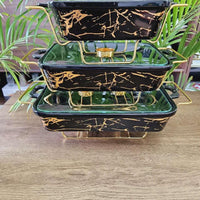 3-Piece Ceramic Serving & Chafing Dish Set – Heat-Retaining Bowls with Large Capacities Ceramic Cheffing dishes Serveware