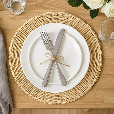 6pc Woven Rattan-Like Table Mats Set Heat-Resistant Dining Placemats- Furaha Finds Kenya