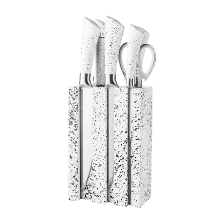 7Piece Stainless Steel Knife Set with Stand – Grey, Black, White- Furaha Finds Kenya