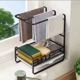 Metallic Sink Caddy with Draining Tray – Adhesive or Standalone Kitchen Organizer in Black- Furaha Finds Kenya