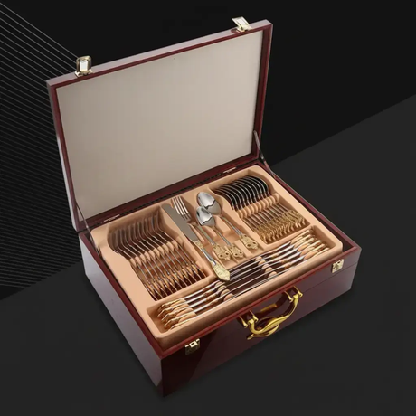 Cutlery Set For 12 Luxurious Gold Stainless Steel Service Kitchen & Dining Flatware Sets