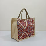 Geometric Tote Bag Eco Jute Canvas For Shoppers Smart Casual Bags & Accessories Tote Bags