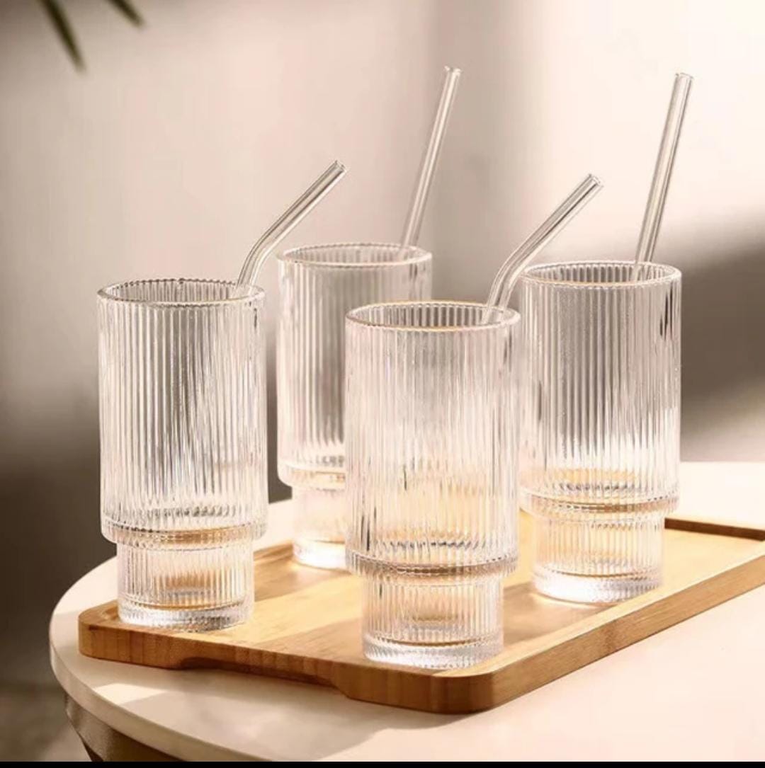High Borosilicate Glass Tumbler 350ml with Bamboo Lid, Straw & Cleaner- Furaha Finds Kenya