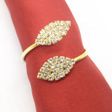 Elegant Crystal Leaf Napkin Rings Set of 6 Gold Finish Napkin holder Napkin Rings