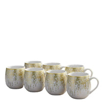 6pcs Ceramic Gold Dot Pot Cup Set – 350ml Coffee & Tea Cups