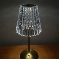 Cordless Rechargeable Bedside Touch Lamp Crystal Gold Metal 3 Color Modes Lamps