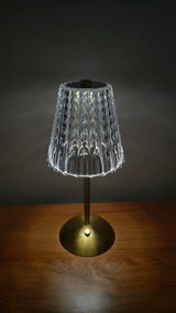 Cordless Rechargeable Bedside Touch Lamp Crystal Gold Metal 3 Color Modes Lamps