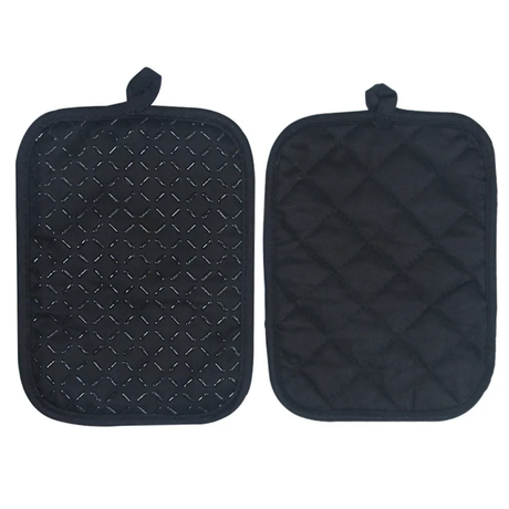 2pcs Heat-Resistant Oven Mitts and Pot Holder Set in Elegant Black for Baking and Cooking.- Furaha Finds Kenya