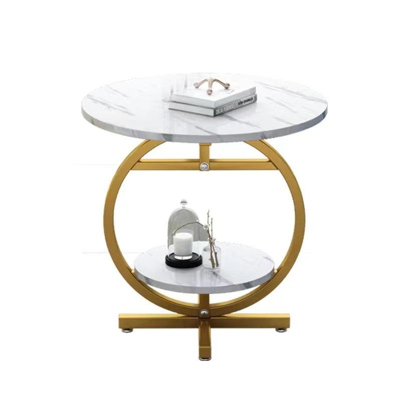 2-Layer Marble Effect Minimalist Side Table – Living Room, Bedside, or Balcony Coffee Table- Furaha Finds Kenya