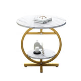 2-Layer Marble Effect Minimalist Side Table – Living Room, Bedside, or Balcony Coffee Table- Furaha Finds Kenya