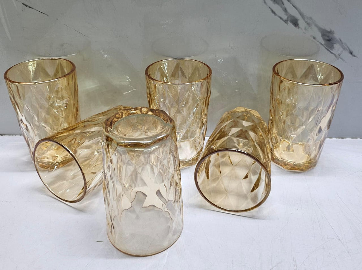 Coloured Heavy Gauge Thick Water Glass Set of 6pcs 260ml