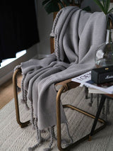 Super Soft Knitted Throw Blanket with Tassels 170x130cm Acrylic Fiber