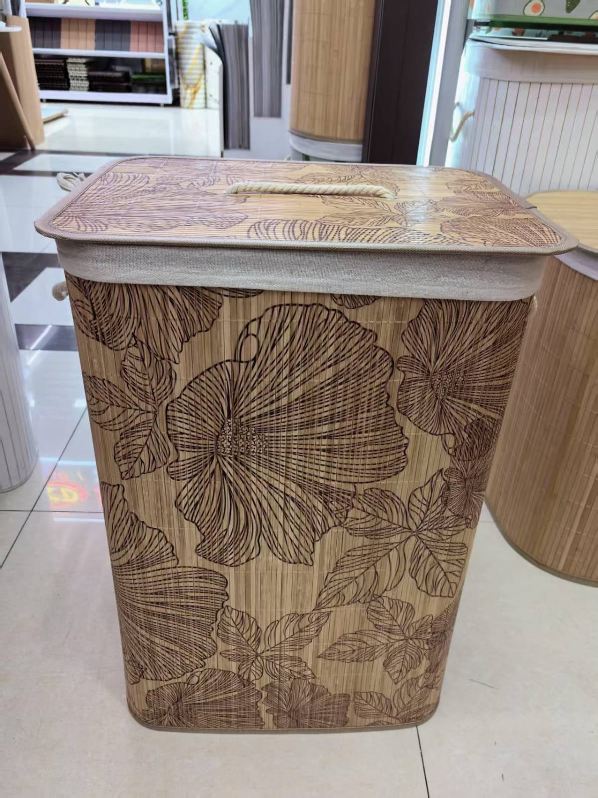 Foldable Bamboo Laundry Basket – 50 × 30 × 40 cm