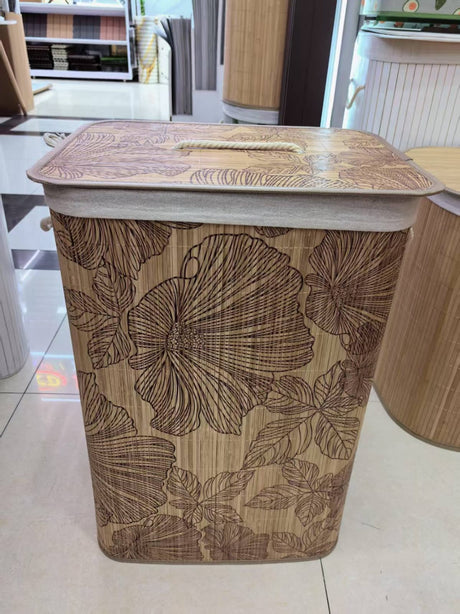 Foldable Bamboo Laundry Basket – 50 × 30 × 40 cm