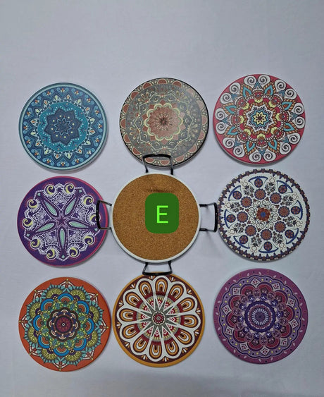 8Pcs Ethnic Style Ceramic Coasters Ceramic coaster Coasters