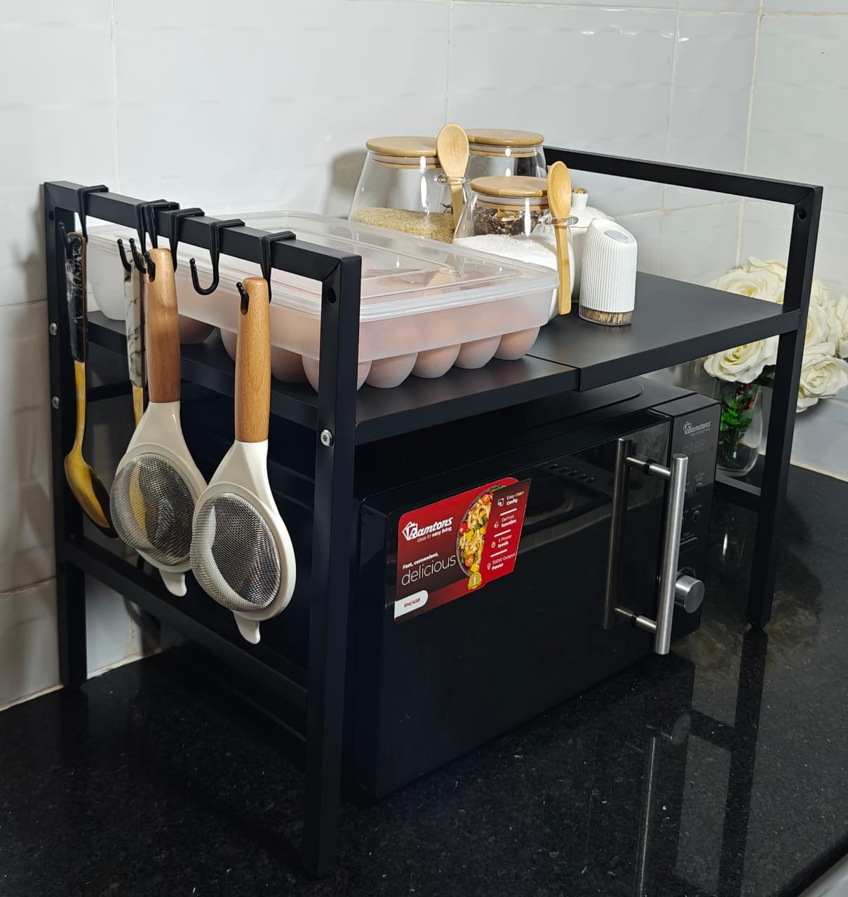 Single Layer Heavy Duty Adjustable Microwave Stand Carbon Steel