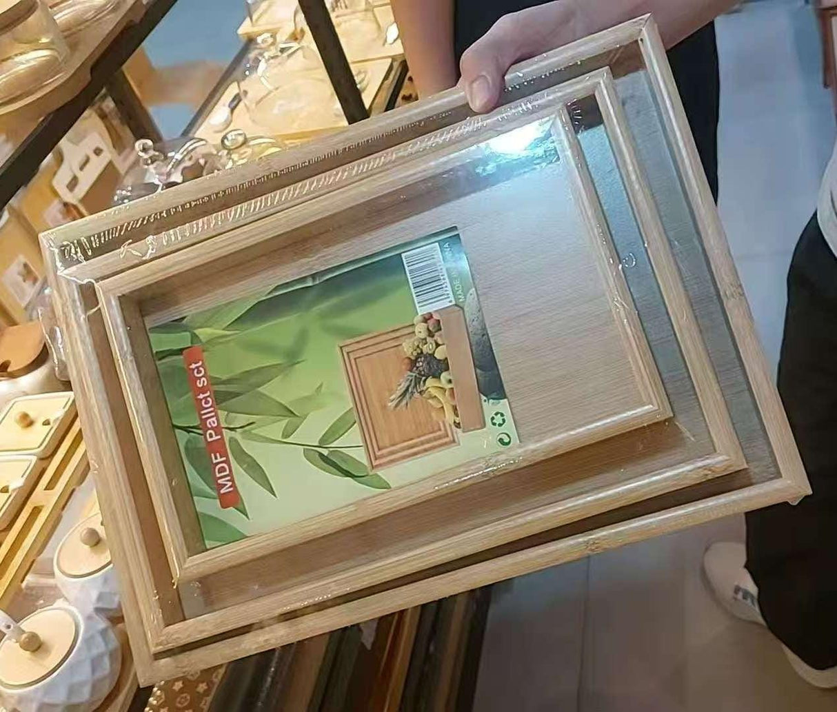 3pcs Multi-Functional Bamboo Food Storage and Serving Trays – Wooden Kitchen Trays