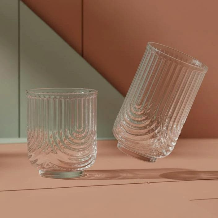 Unique Ribbed Aesthetic Glassware Set (6 Pieces) Kitchen ware