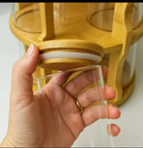 ---

10pcs 360 Bamboo Rotating Spice Jar Set – 300ml Glass Jars with Rotatable Rack