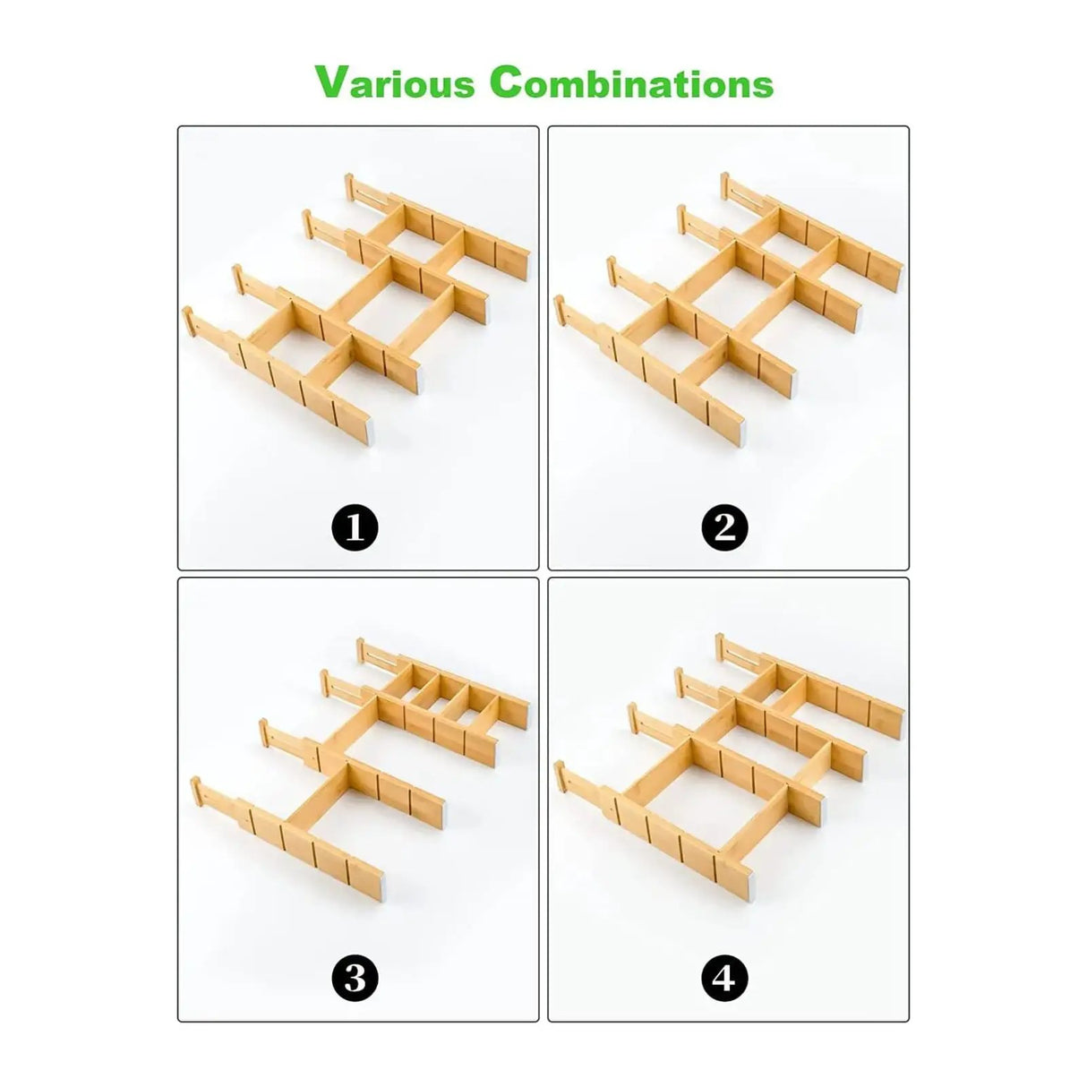 Expandable Bamboo Drawer Dividers with Inserts Drawer divider Household Drawer Organizer Inserts
