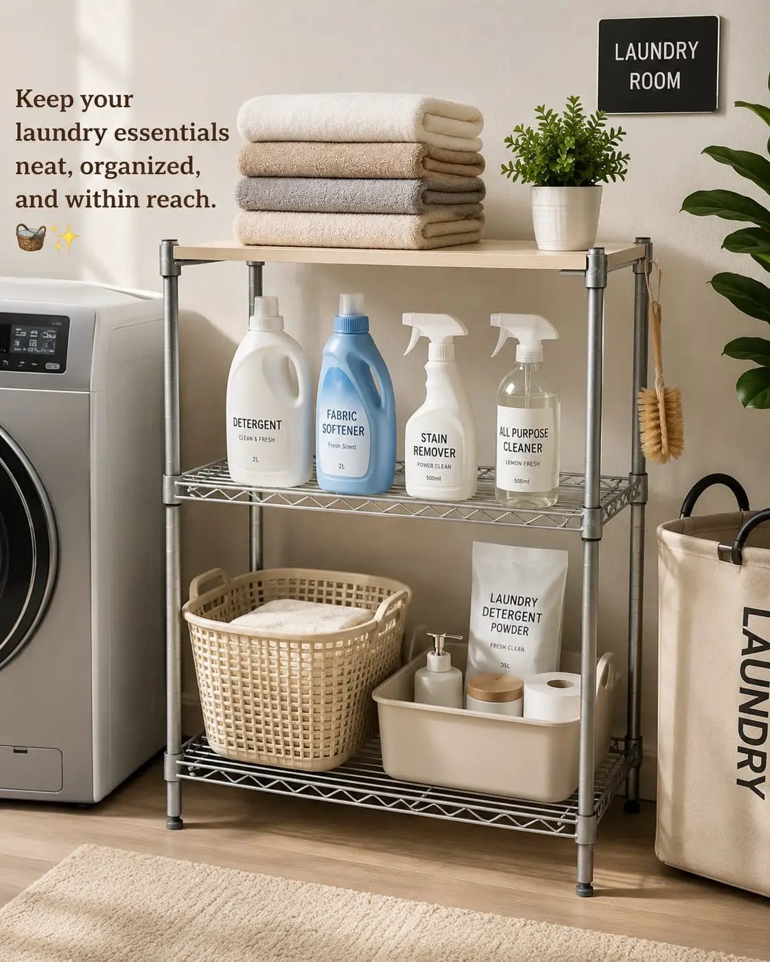 3-Layer Carbon Steel Wooden Top Shelf Kitchen rack Kitchen Cabinets