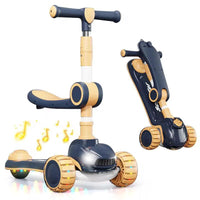Foldable Kids Scooter with Seat LED Lights and Music Baby Gift Sets
