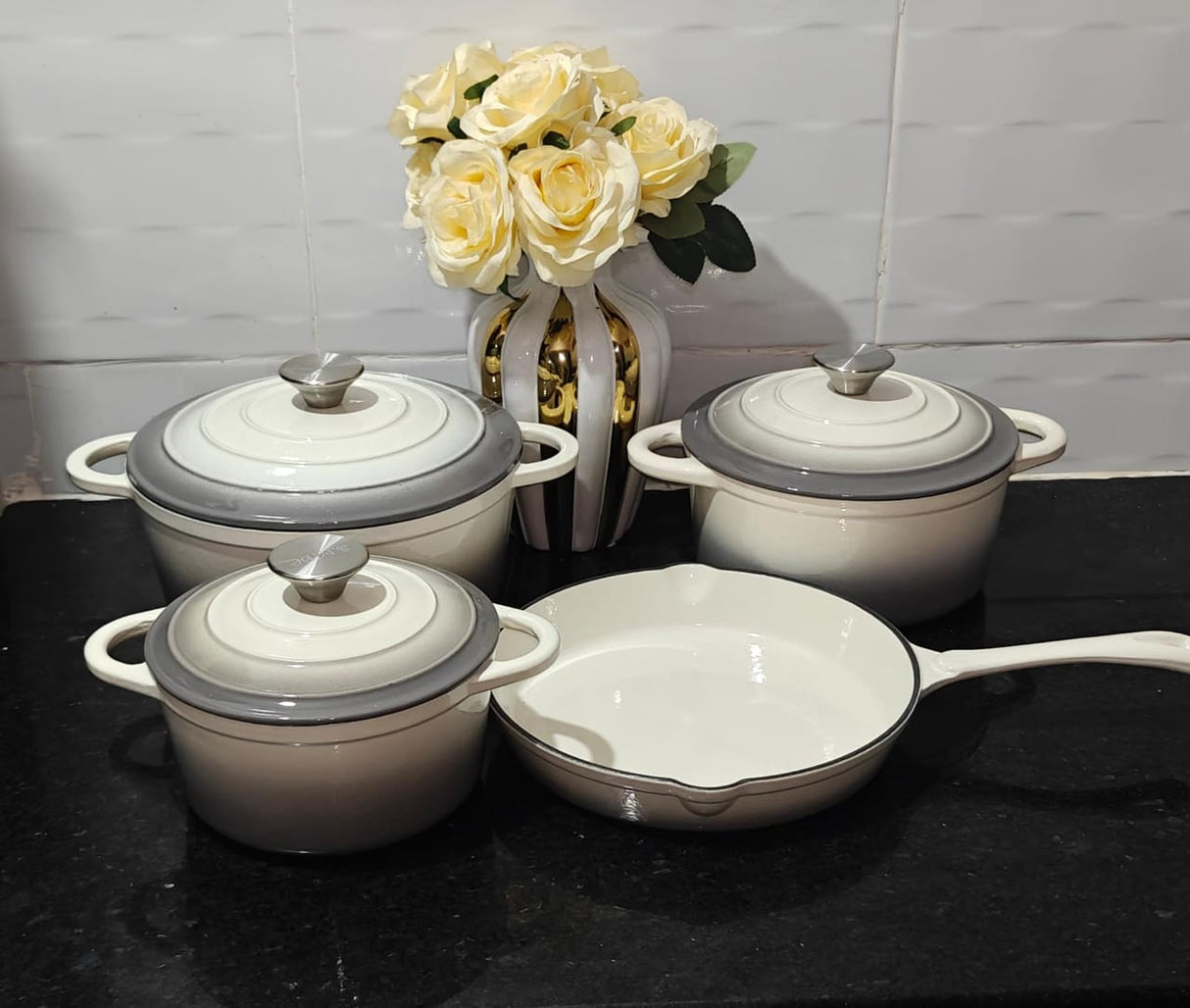 High Quality Heavy Duty S JADE Cast Iron 7pcs Cookware Set