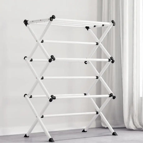 Simple Retractable Drying Rack – Three-Layer Floor Balcony Clothes Stand