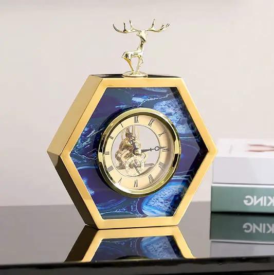 Elk Gold Blue Desktop Clock Desktop clock Desk Clocks