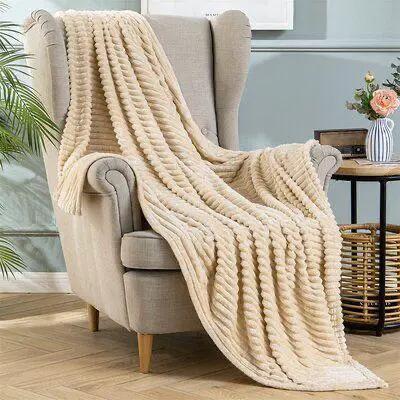 Ribbed Velvet Fleece Throw Blanket Throw blanket Throw Blankets
