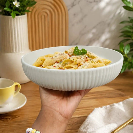Ribbed Big Pasta Plate Aesthetics 9.5" Bowls Plates
