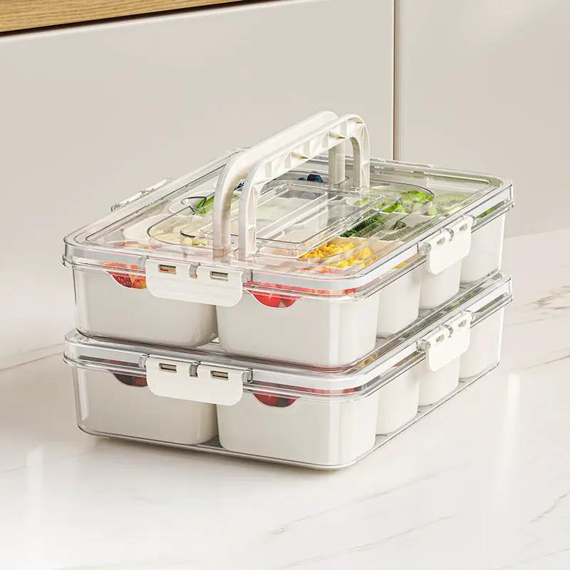 10-Compartment Clear Fridge Storage Box with Lid & Carry Handle Food Storage Containers