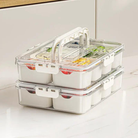 10-Compartment Clear Fridge Storage Box with Lid & Carry Handle Food Storage Containers