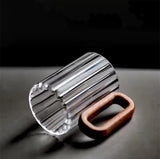 6pcs Stylish Borosilicate Ribbed Glass Mugs 350ml Microwave Friendly