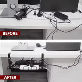 Adjustable Under Desk Cable Organizer Mesh Steel Tray 35×19×20cm