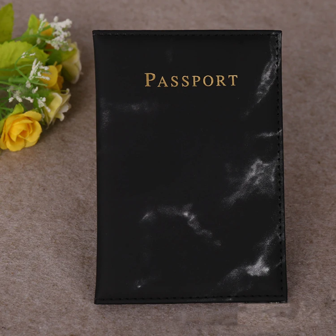 PU Leather Passport Cover with Marble Effect – 20 × 14 cm
