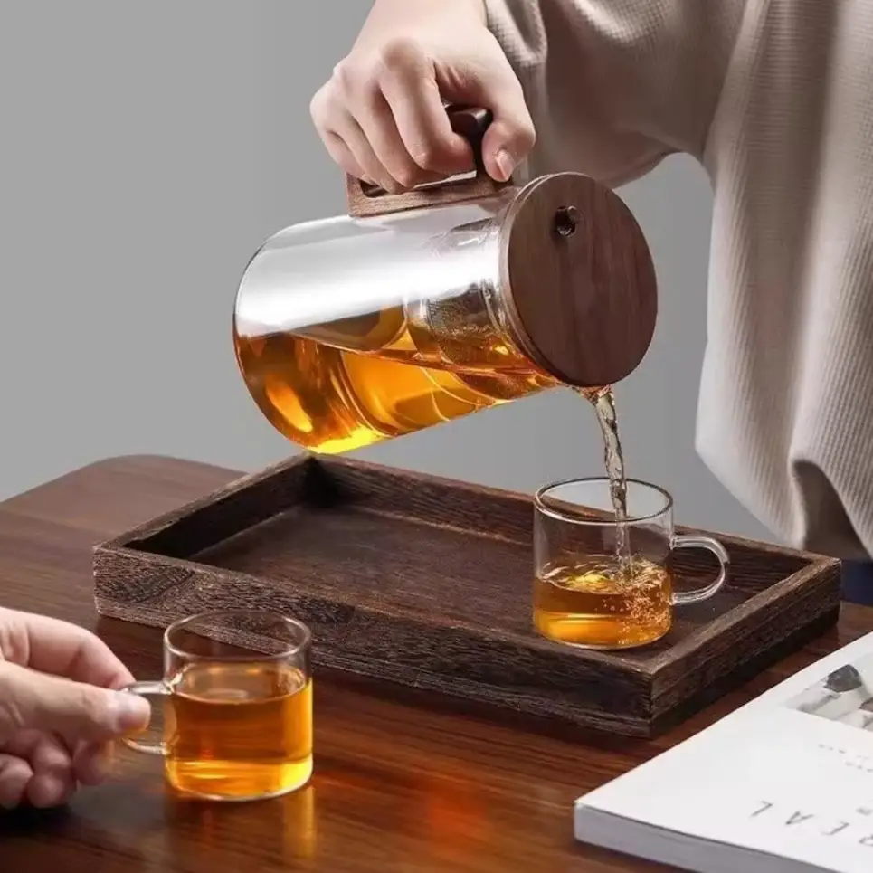 One Press Glass Infuser Tea Pot Kitchenware Teapots
