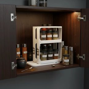 Pull Out Rotating Spice Rack White Space Saving Kitchen Organizer Spice Organizers
