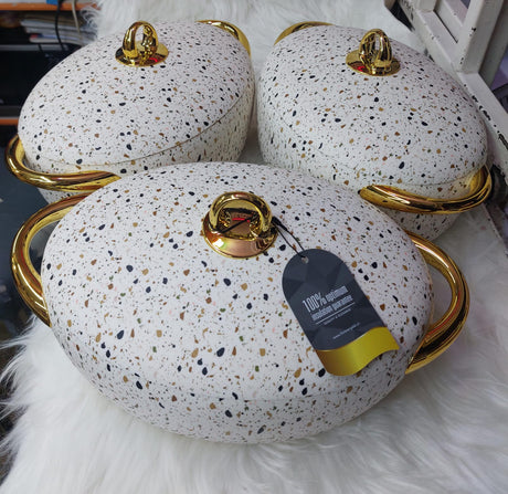 3pcs Luxurious Insulated Hotpot Set 2L to 3L, Automatic Closing Lid, Smooth Finish & High Quality.- Furaha Finds Kenya
