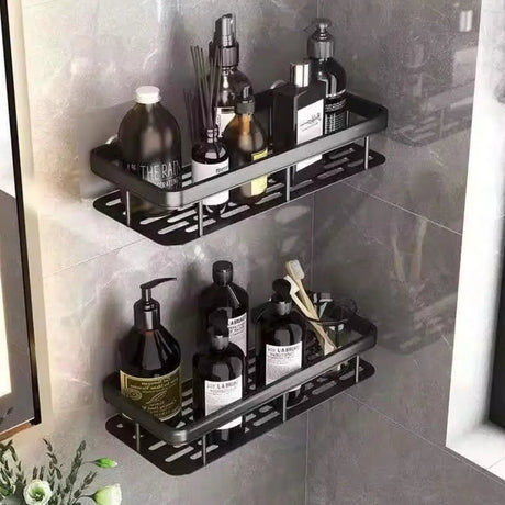2 pcs Aluminum Alloy Rectangular Shelf with Adhesive Stickers