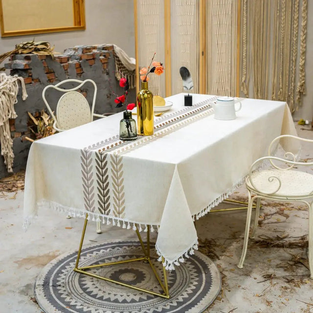 Boho Cotton Linen Tablecloth with Tassels Table cloth Table Runners