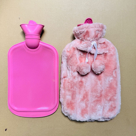 Hot Water Bottle with Fur Fleece Cover 2L for Warmth, Pain Relief, and Comfort