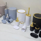 Luxury 6-Piece Bathroom Accessories Set Gold & Silver Round Design Bathroom Accessories Bathroom Accessory Sets