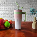 Insulated Stainless Steel Tumbler Mug with Handle and Straw