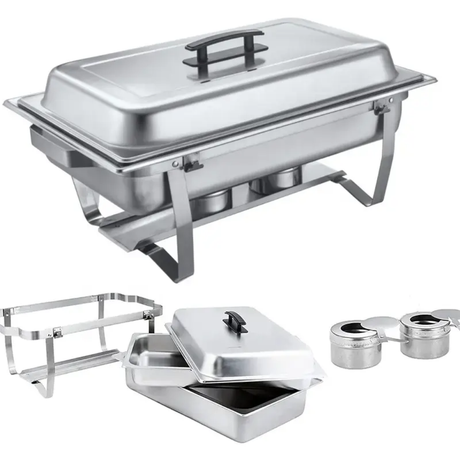 Stainless Steel Rolltop Chafing Dish with Glass Window 9L Double Pan for Buffet and Catering