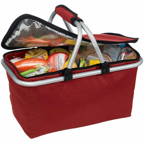 Furaha Finds Foldable Insulated Picnic Bag 48x28x22 cm, keeps food hot or cold, available in Black, Red, and Blue, perfect for travel, groceries, and outdoor use.