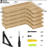 5 in 1 Rustic Wood Floating Shelves Wall Mounted Storage Set