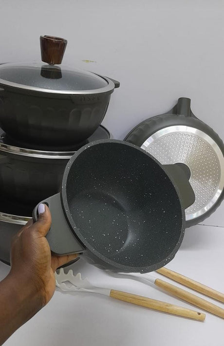 Furaha Finds 15pcs Granite Coating Kitchen Cookware Set