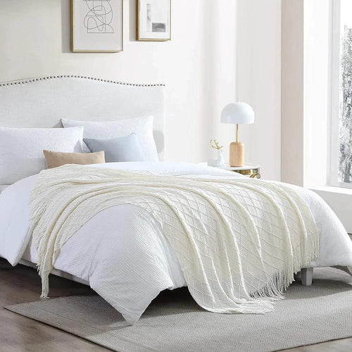 High-Quality Knitted Tassel Throw Blanket Acrylic Cashmere Decorative Sofa and Bed Shawl Blankets